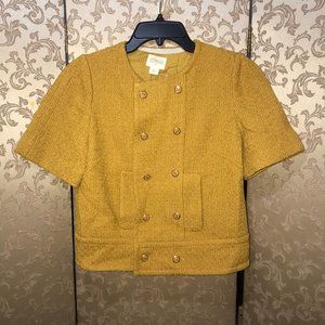 Anthropologie Cidra Mustard Yellow Short Sleeve Jacket Size 4